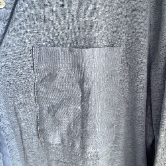 NWOT Sigrid Olsen Linen Shirt Blue 3/4 Sleeve Button Up Blouse Top XL - Picture 3 of 8